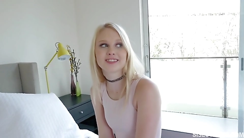 Blonde slut gets fucked by a huge cock