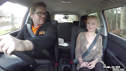 Sexy young blonde with huge cock