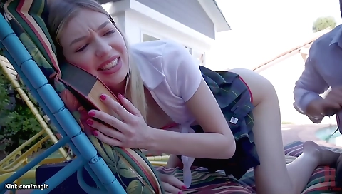 Blonde cutie loves getting her pussy eaten